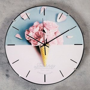 Часы настенные, серия: Интерьер, "Розовый рожок", плавный ход, d=30 см
