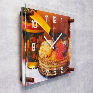 Часы настенные, серия: Кухня, "Блинчики с икрой" , 25х35  см, микс