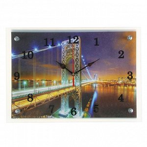 Часы настенные, серия: Город, "Ночной мост", 25х35  см, в ассортименте