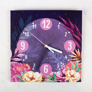Часы настенные «Цветы», 26 - 26 см, с декором