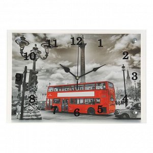 Часы настенные, серия: Город, "Красный автобус", 25х35  см, в ассортименте