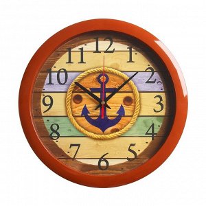 Часы настенные "Якорь", коричневый обод, 28х28 см