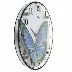 Часы настенные, серия: Животный мир, "Бабочка", 30х30 см в ассортименте