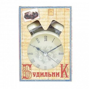 Будильник "Букет белых роз", d=11.5 см, микс