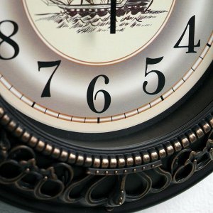 Часы настенные, серия: Море, "Фрегат", d=25 см, темно-коричневые