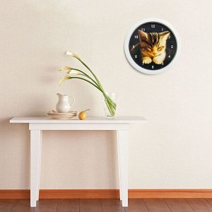 Часы настенные, серия: Животный мир, "Котёнок", плавный ход, d=28 см