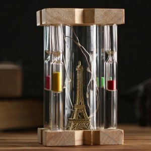 Песочные часы "Вечерний Париж", сувенирные, с подсветкой, 8 х 14 см, микс