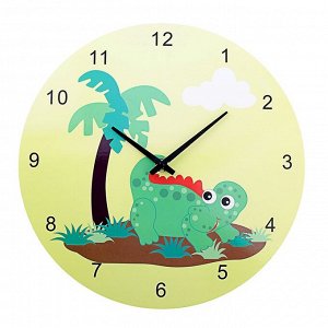 Часы настенные, серия: Детские,  "Динозаврик с пальмой", d=29.5 см