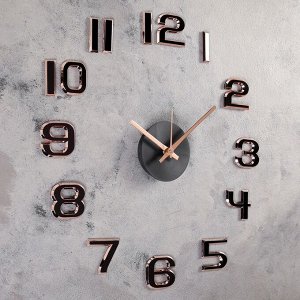 Часы-наклейка DIY "Данбери", плавный, d=50 см, золотистые, микс