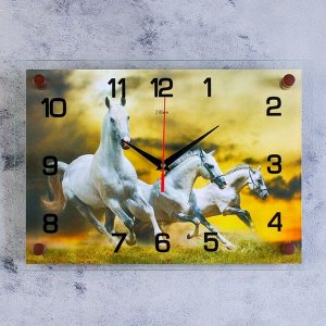 Часы настенные, серия: Животный мир, "Кони", 25х35  см, в ассортименте