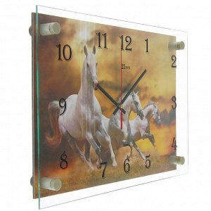Часы настенные, серия: Животный мир, "Кони", 25х35  см, в ассортименте