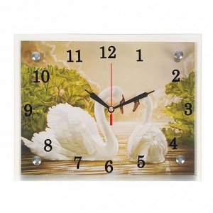 Часы настенные, серия: Животный мир, "Лебеди", 20х25  см, микс