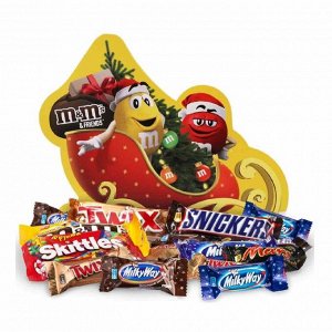 Сани Состав
Драже M&M’s с арахисом 45г — 1 шт; шоколадные батончики: Snickers 50,5г — 1шт, Milky Way 26г — 1шт; Шоколадные батончики Minis: Snickers Minis — 1шт, Milky Way Minis — 2 шт, Milky Way Mini