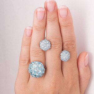 Серебряное кольцо с голубыми фианитами 1038