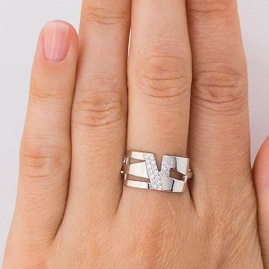 Серебряное кольцо с бесцветными фианитами - 987