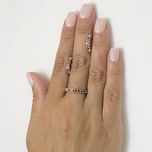 Позолоченное кольцо с разноцветными  фианитами - 1133 - п