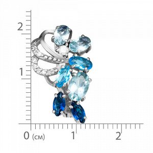 Позолоченные серьги с голубыми фианитами - 367 - п