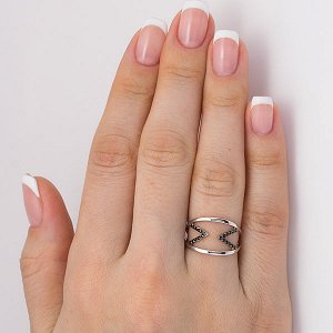 Серебряное кольцо с черными фианитами - 627