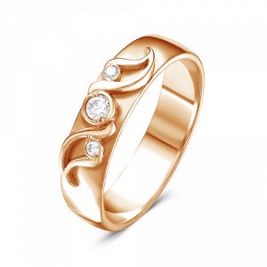 Позолоченное обручальное кольцо с бесцветными фианитами - 573 - п