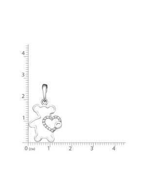 Серебряная подвеска "Мишка" 925 пробы с бесцветными фианитами - 702