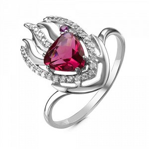 Серебряное кольцо " Пламя" с фианитами цвета рубин 822