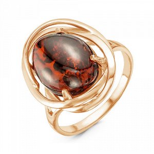Позолоченное кольцо с янтарем - 708 - п