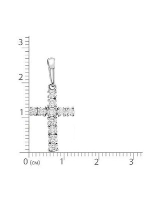 Серебряная подвеска "Крестик" с бесцветными фианитами - 421