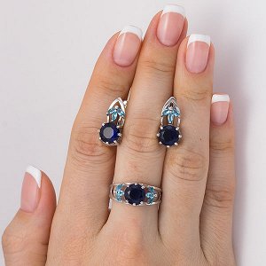Серебряное кольцо с синим фианитом - 541