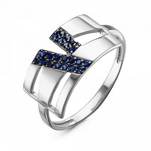 Серебряное кольцо с синими фианитами - 987