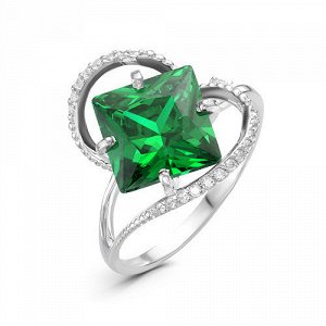 Серебряное кольцо с фианитом зеленого цвета 025