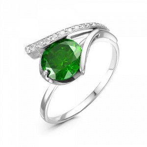 Серебряное кольцо с фианитом зеленого цвета 180