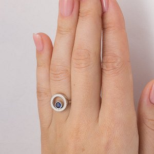 Серебряное кольцо с фианитом синего цвета - 1013