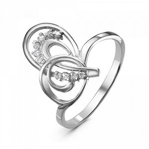 Серебряное кольцо с  бесцветными фианитами - 983