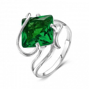 Серебряное кольцо c зеленым фианитом - 232