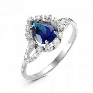 Серебряное кольцо с фианитом синего цвета 021