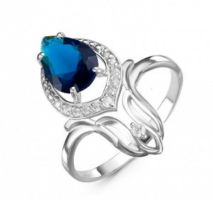 Серебряное кольцо с фианитом синего цвета 812