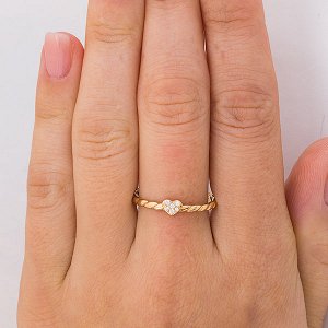 Позолоченное кольцо с сердечком -  1023 - п