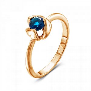 Позолоченное кольцо с синим фианитом 581 - п