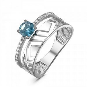Серебряное кольцо с голубым фианитом - 995