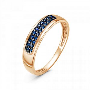 Позолоченное кольцо с синими фианитами - 958 - п
