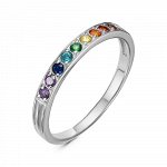 Серебряное кольцо с разноцветными  фианитами &quot;Радуга&quot;- 1133