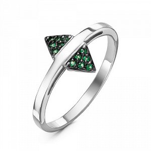 Серебряное кольцо с фианитами зеленого цвета - 616