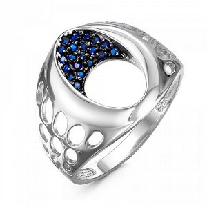 Серебряное кольцо с синими фианитами - 656