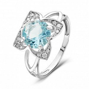 Серебряное кольцо с голубым фианитом 542