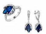 Серебряный гарнитур с фианитами синего цвета 193