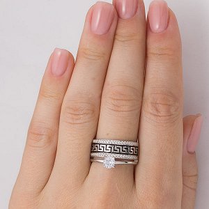 Серебряное кольцо с бесцветным фианитом - 1055