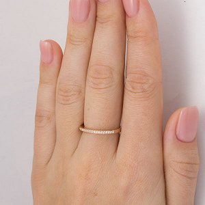 Позолоченное кольцо с бесцветными фианитами - 641 - п
