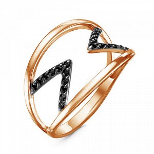Позолоченное кольцо с черными фианитами - 627 - п