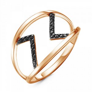 Позолоченное кольцо с черными фианитами - 672 - п
