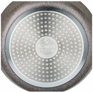 Agness Глубокая сковорода с антипригарным мраморным покрытием GRANITE, 24 см, 6,1 см, 1 шт.